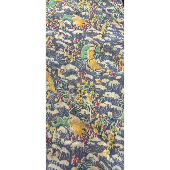 Vtg 1970’s Psychedelic Flowers Waves 20’s Flapper Scarf 74" x 6.5" All Cotton - Picture 9 of 9